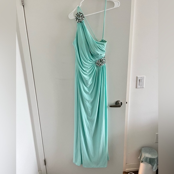 Aqua Jeweled Gown - Picture 1 of 12